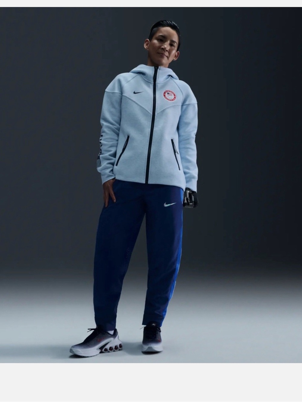 Nike Women's Pale Blue Full-Zip Hooded Bomber Jacket, USA PARALYMPIC, NWT!